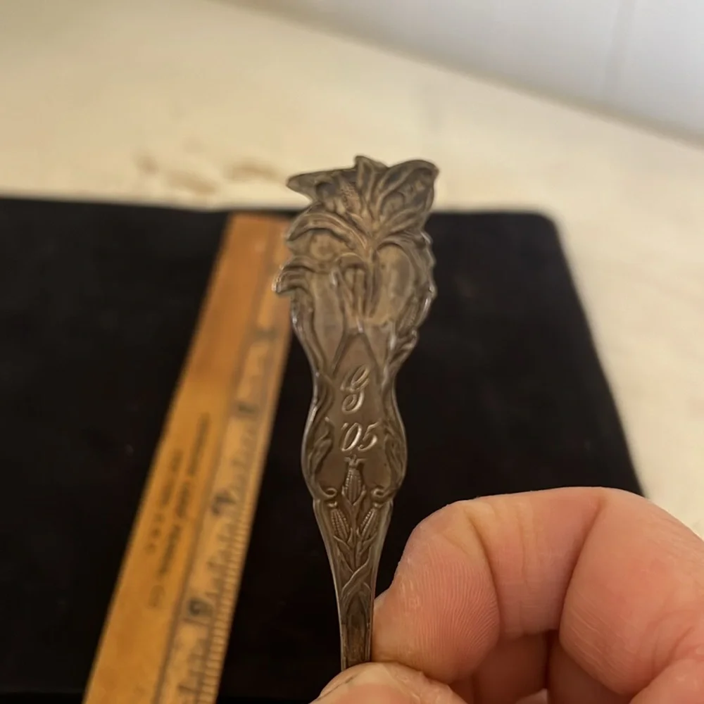 Watson & Newell Antique 1900s Sterling silver gold washed bowl Indian head spoon
